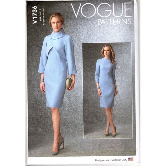 Vogue Patterns V1736 Misses 14 to 22 Jacket and Dress Uncut Sewing Pattern - Picture 1 of 2